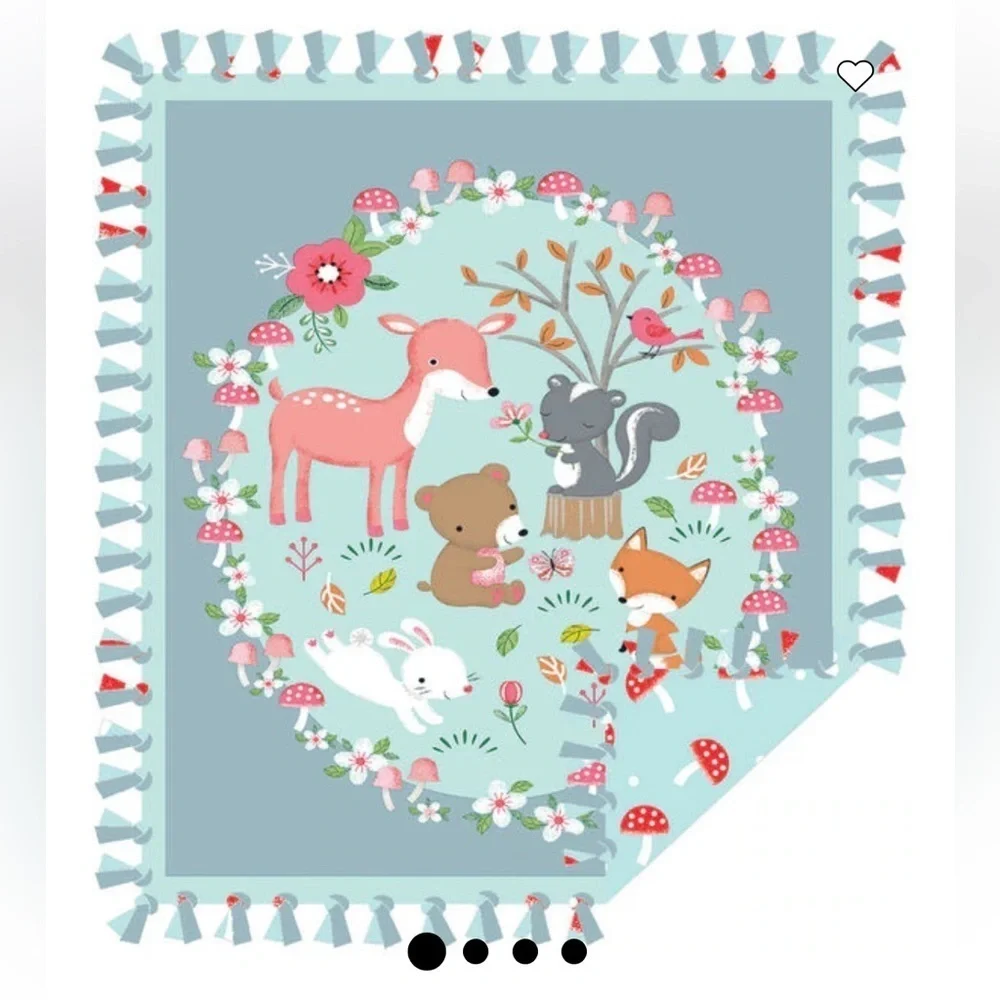Sweet Woodland No Sew Fleece Blanket, NWT